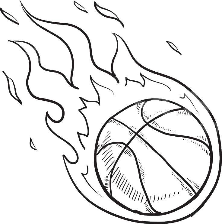 Раскраска мальчика играющего в баскетбол с мячом (баскетбол, мяч)