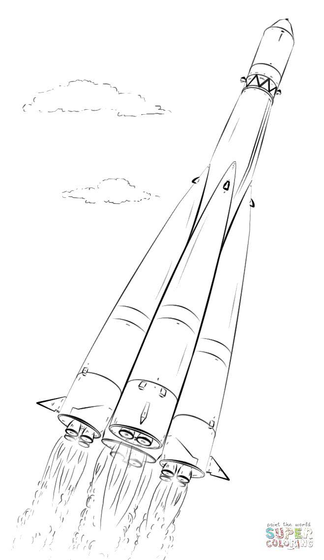 Раскраска ракеты Космос для детей (звезды)