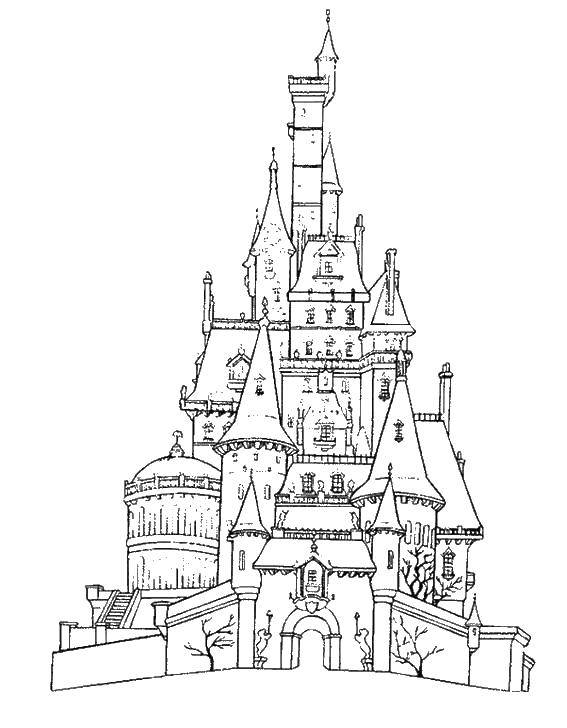 Раскраска замка для детей (башни)