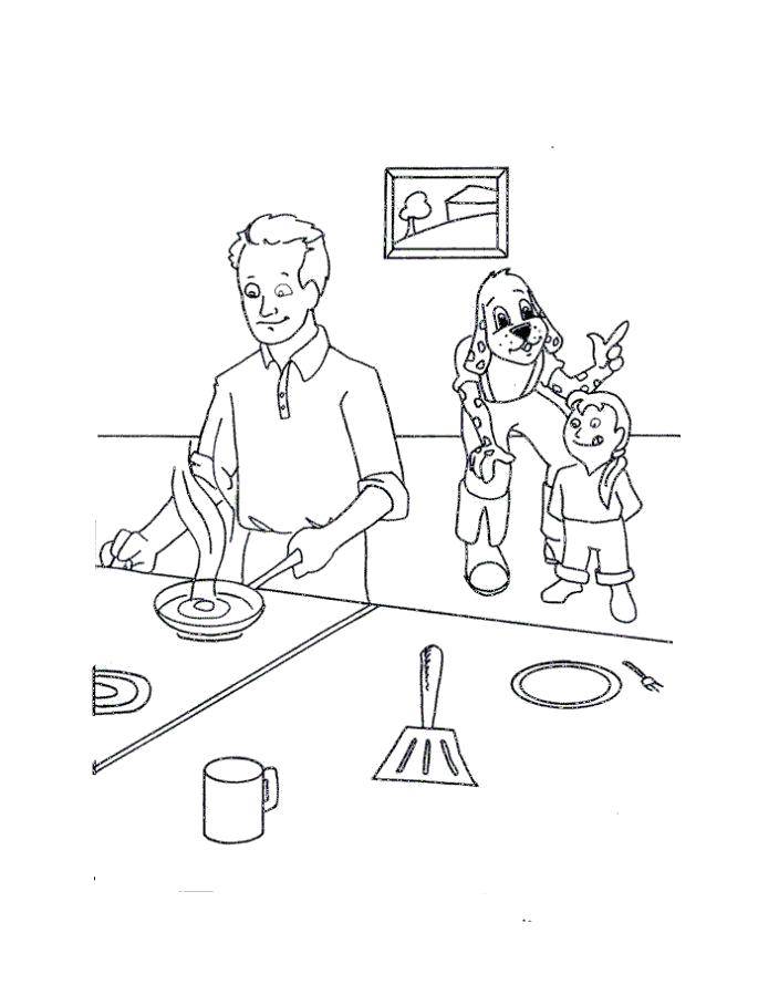 раскраска повара и кухни для детей (кухня)