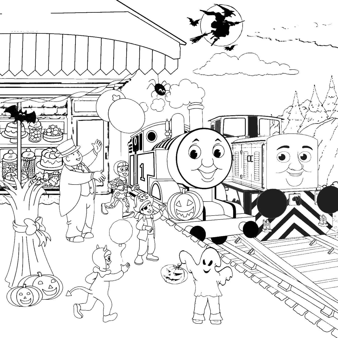 Раскраска Паровозик Томас для детей. Из мультфильма Томас. (Паровозик, Томас, развивающие)