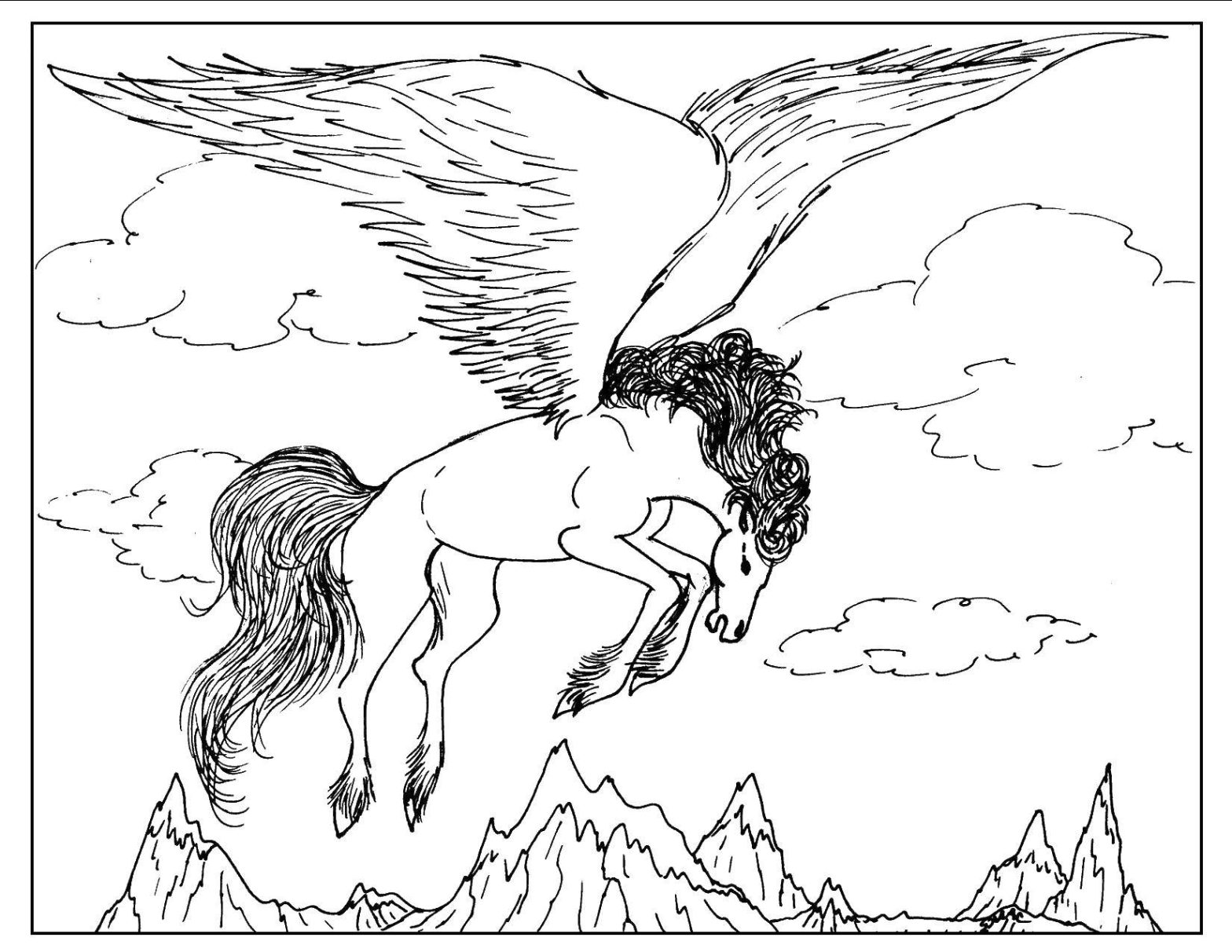 Раскраски Лошадь: крылья, пегас для детей (пегас)