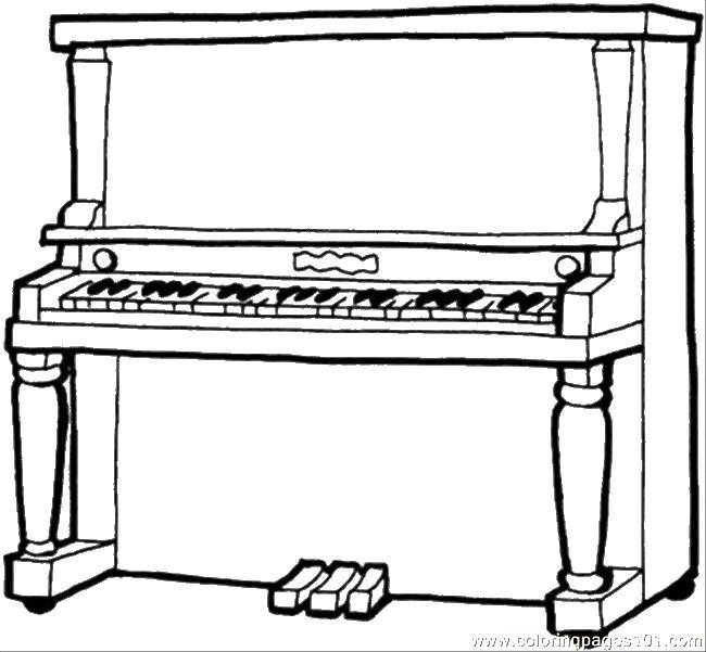 Раскраска пианино и клавиши для детей (пианино, клавиши)