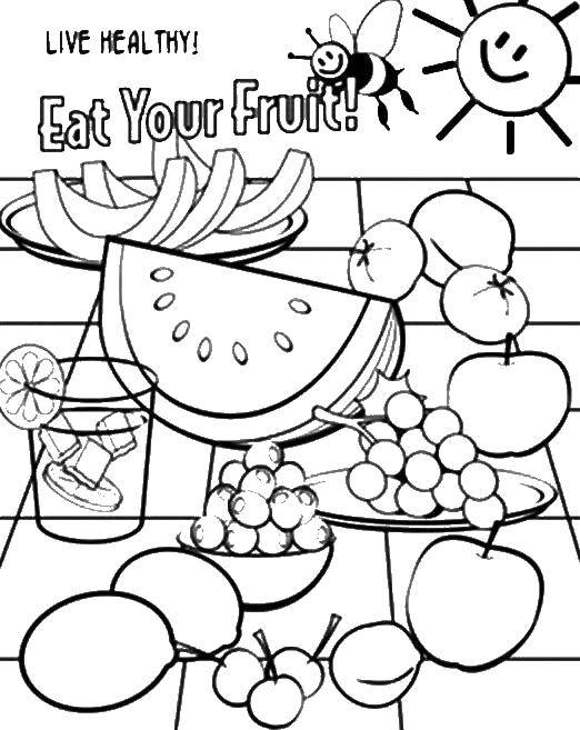 Раскраска фруктов и арбузов (еда, арбуз, развивающие)