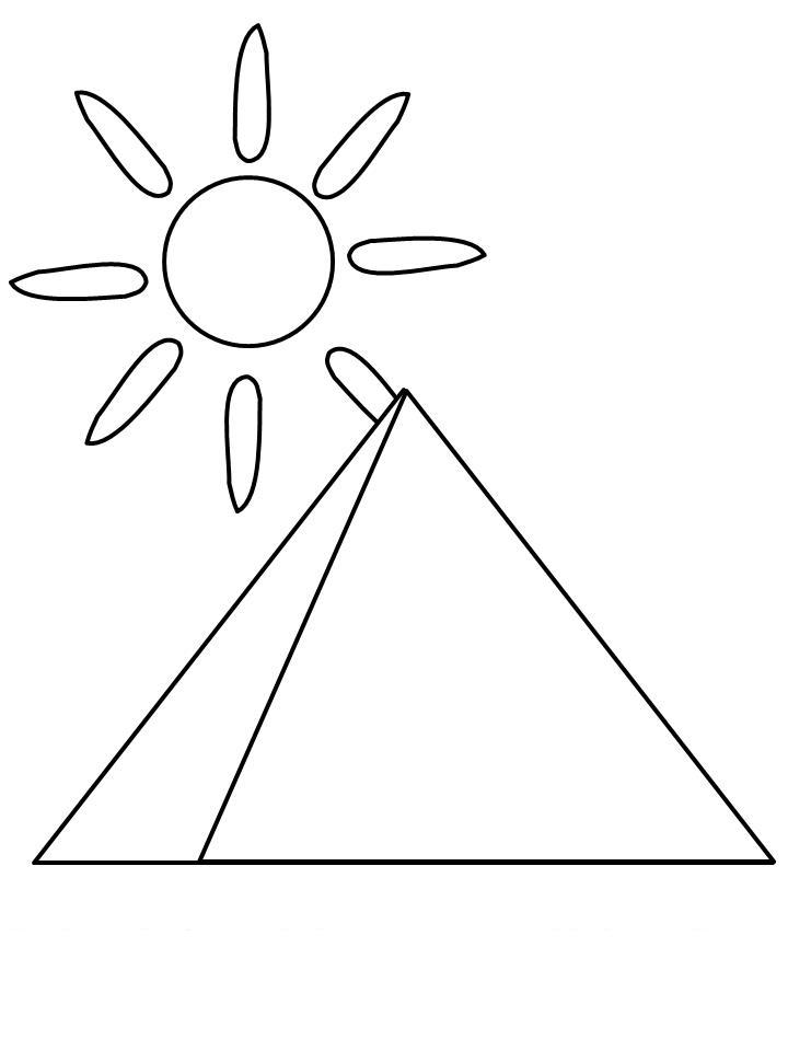 Раскраска Пирамида в Египте и Солнце для мальчиков (пирамиды, солнце)
