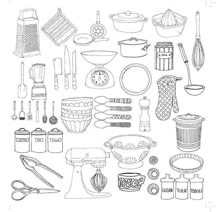 Раскраски на тему кухни, посуды и кухонных приборов для детей (кухня)