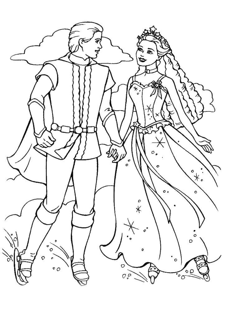 Раскраска свадебной церемонии с принцем и принцессой (принц, принцесса, развлечение)