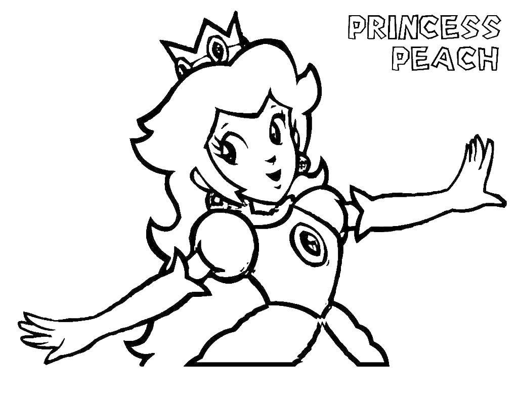 Раскраска Принцесса Пич с короной на голове