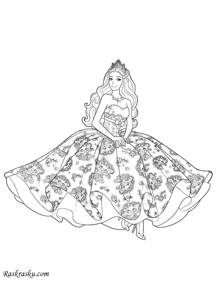 Раскраска бального платья для принцессы