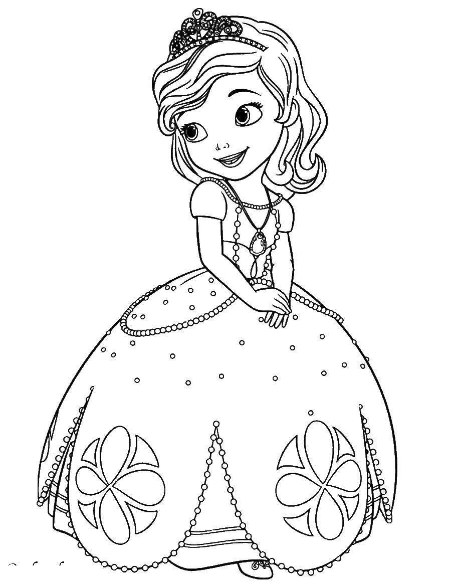 Раскраска Принцесса в платье (Принцесса, платье)