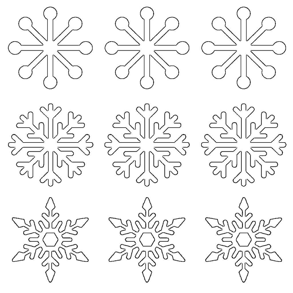 Снежинки и снег: бесплатные раскраски на тему Зима для развития моторики рук и фантазии (зима, трафареты, снежинки, снег)