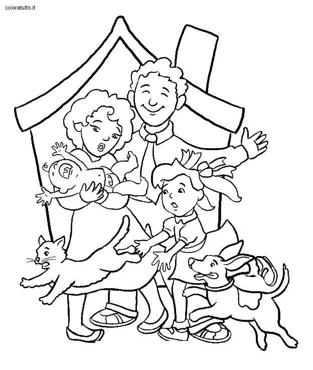 Раскраска Члены семьи ребенок и семья для развития мелкой моторики рук, воображения творческого мышления (ребенок, семья)