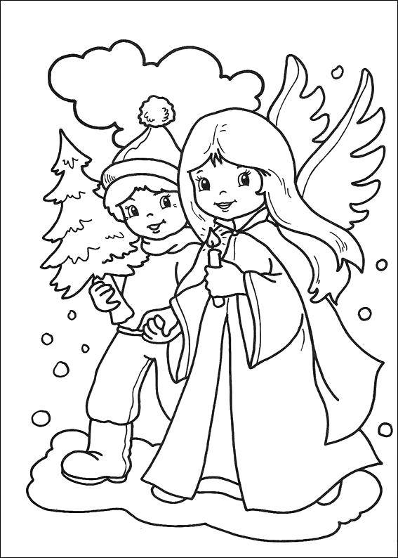 Красивые раскраски на тему Рождество и Ангел для детей (Рождество, Ангел)