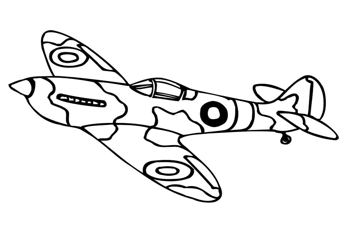 Раскраски Самолет в защитного окраса для мальчиков бесплатно (самолет, занятие)