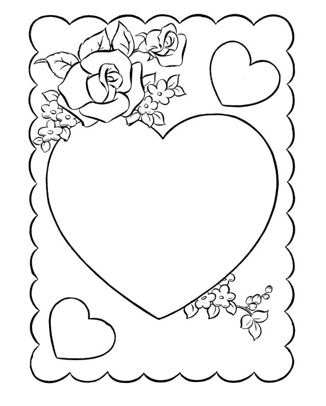 Раскраска цветок с сердечками и рамкой для девочки (цветок, рамка, девочки)