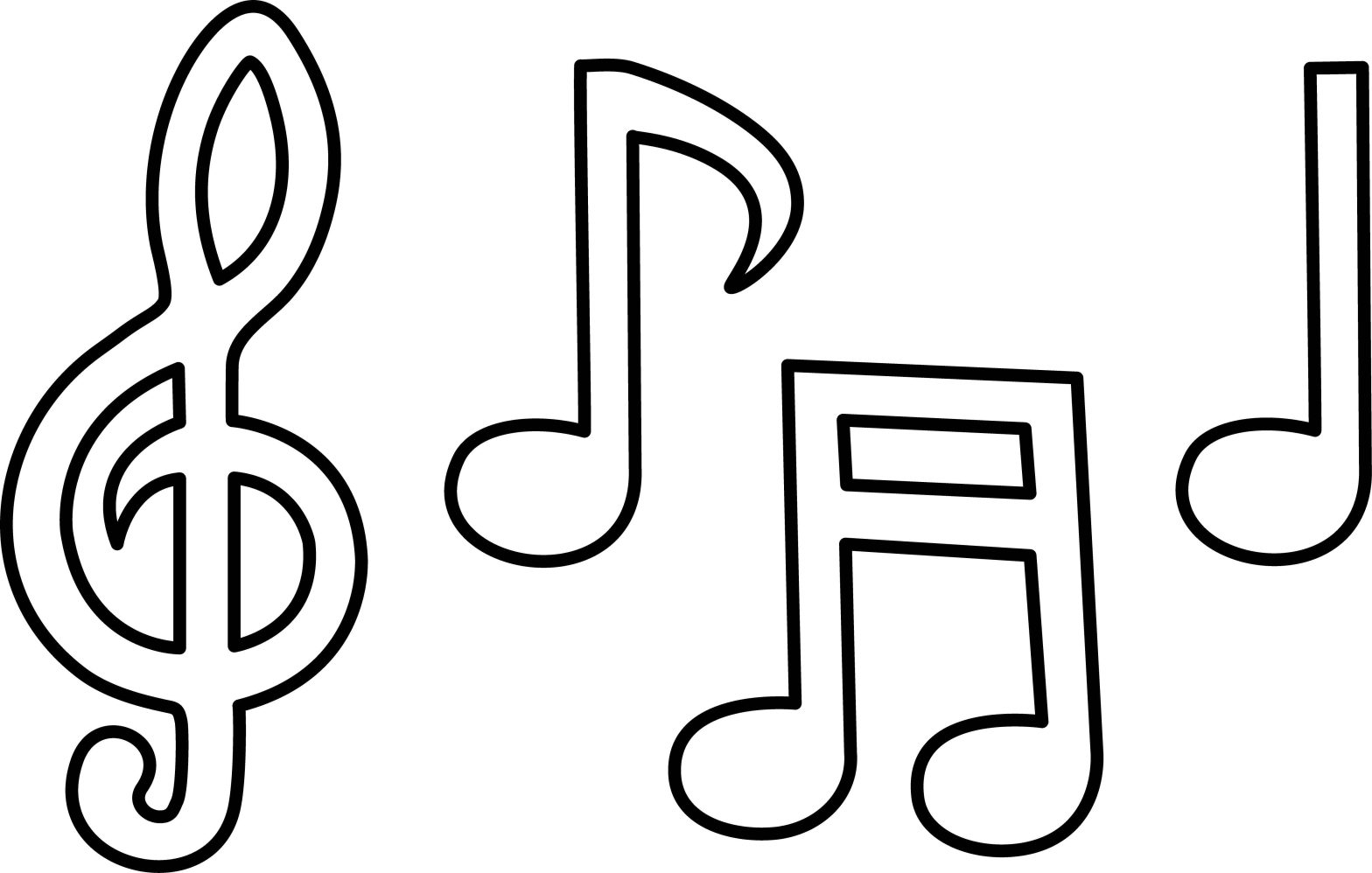 Раскраска с изображением скрипичного ключа и нот (ноты)