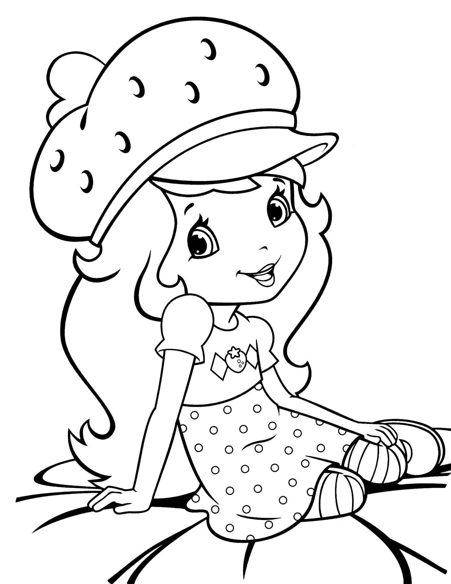 Раскраска Шарлотта Земляничка - девочка с земляничкой в руках (Шарлотта, Земляничка)