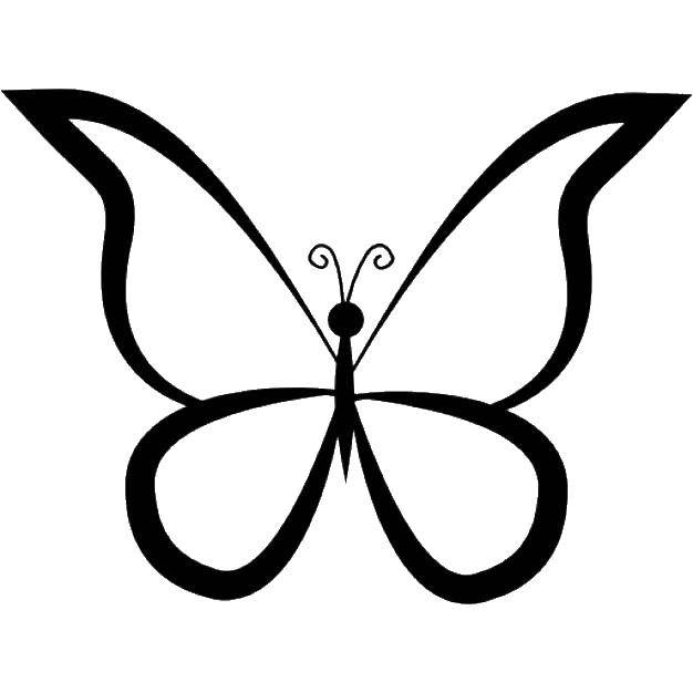 Контур для вырезания бабочки на раскраске (бабочки)