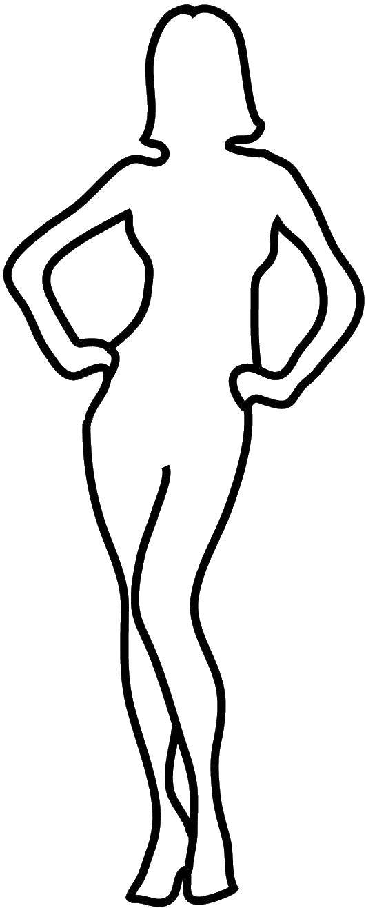 Раскраска Контур девочки силуэт для детей и взрослых (девочки, силуэт, ноги)