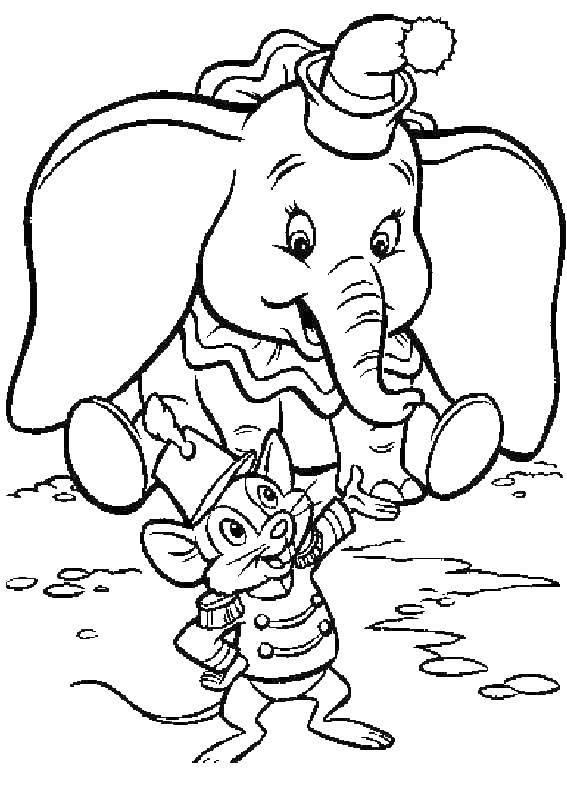 Бесплатные раскраски Дамбо Слон для детей (дамбо, слон)