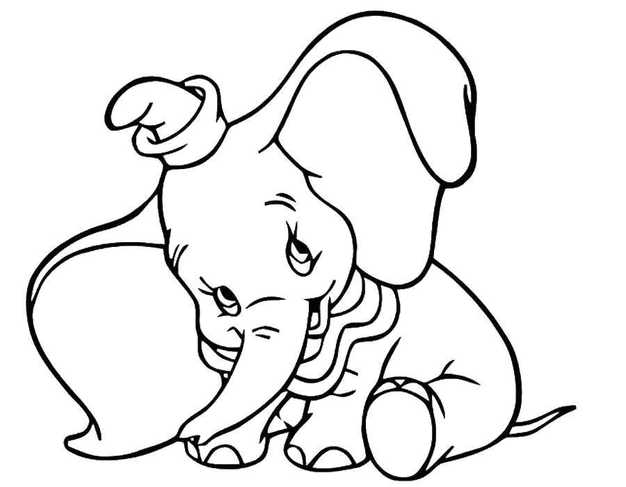 Раскраска Слон и Дамбо из мультфильма Дисней (Дамбо, мультфильмы)