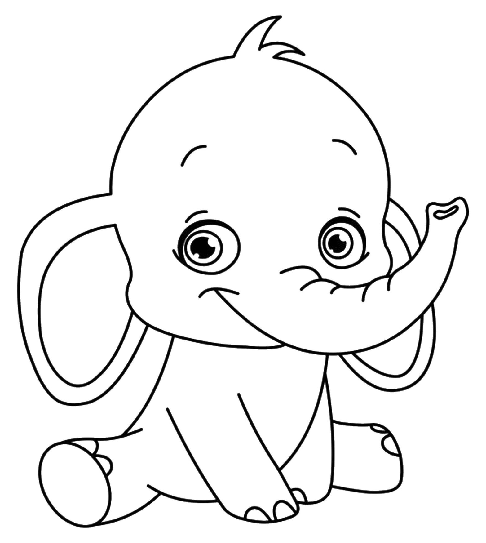 Раскраска слонята - бесплатный принт для детей (слонята)