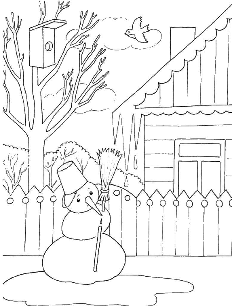 Раскраски со Снеговиком и зимними мотивами для детей - скачивайте и распечатывайте бесплатно (снеговик, зима)