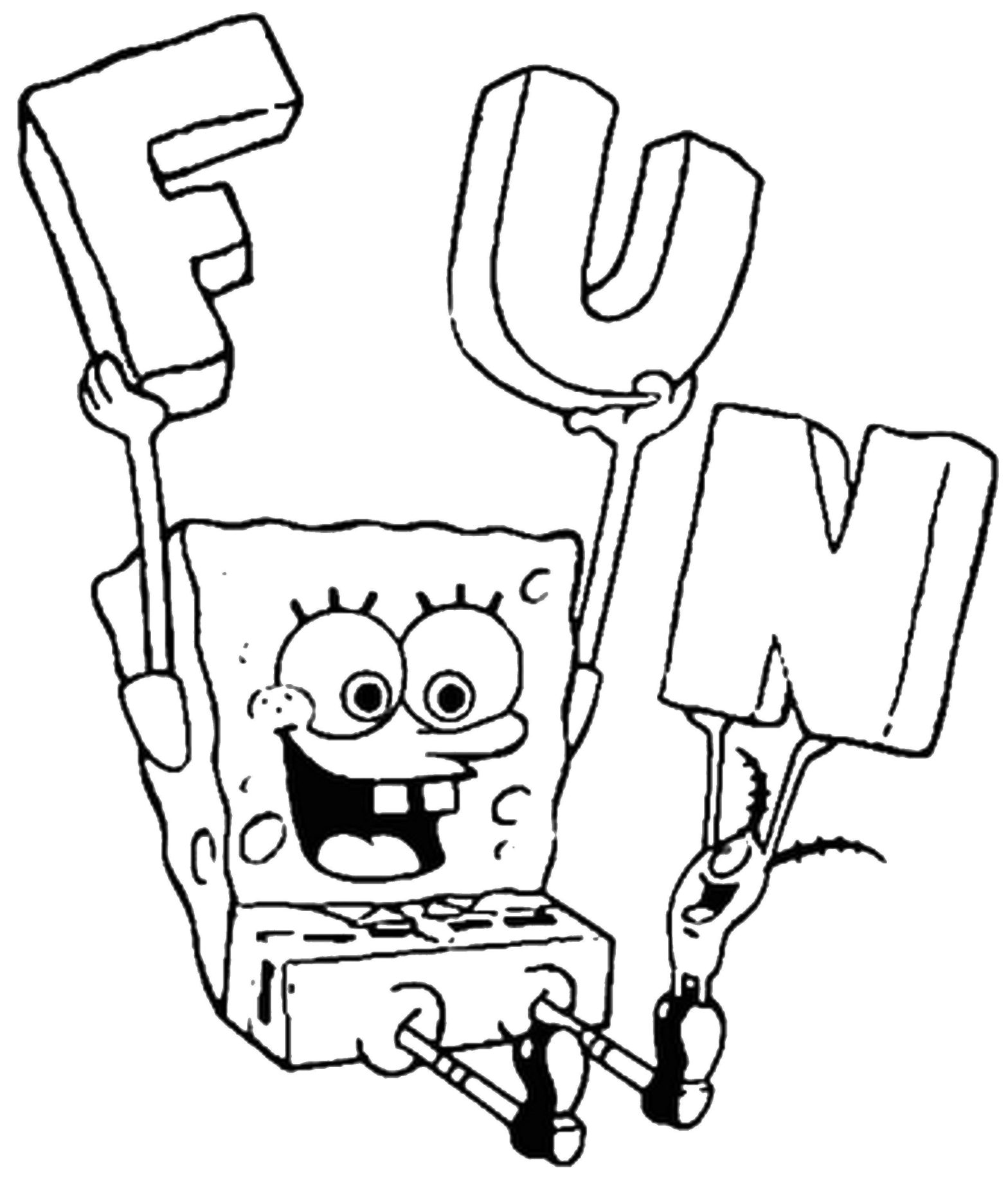 Раскраска Спанч Боб и Планктон из мультфильма для детей (Планктон, развивающие)