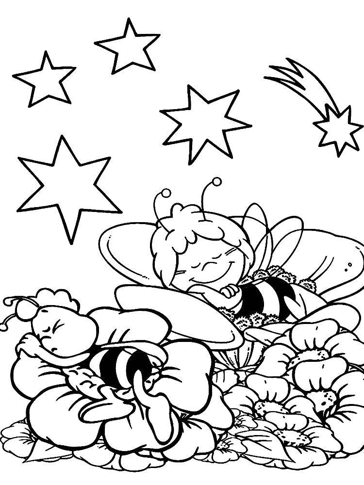 Раскраски для малышей с изображением пчел, меда и цветов (цветы)
