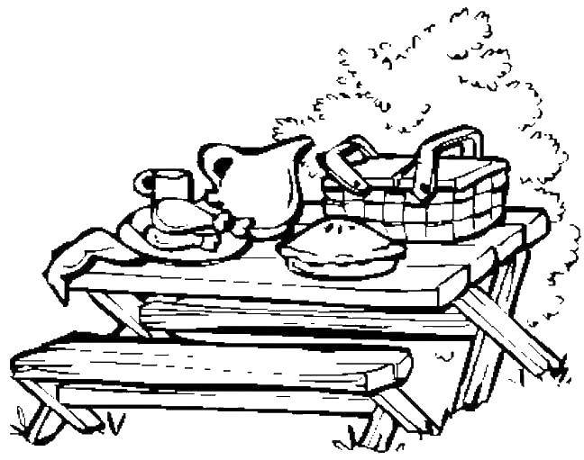 Раскраски на тему Еда пикник для детей (дети, пикник, еда)