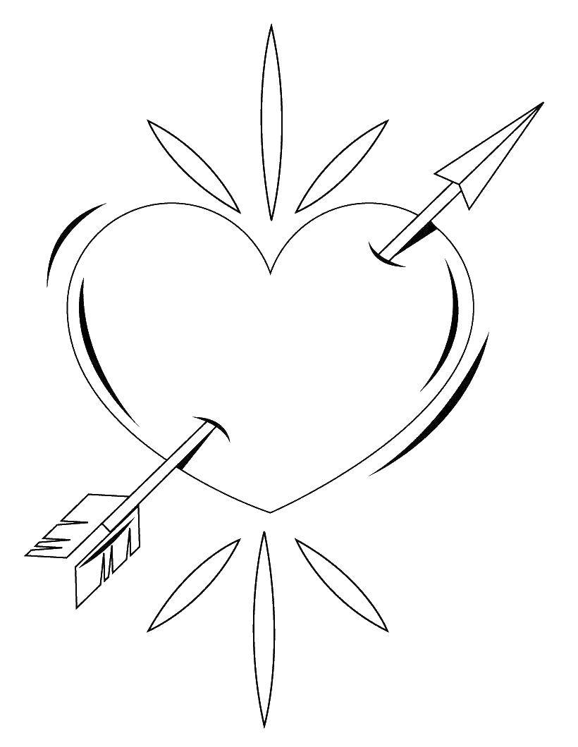 Раскраски формы: Сердечки сердце, форма, стрела для детей (стрела)