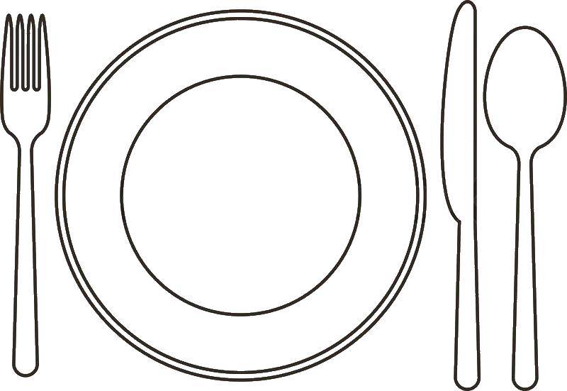 Раскраски посуды: тарелки, ложки, ножи, вилки для детей (тарелка, вилка, креативность)