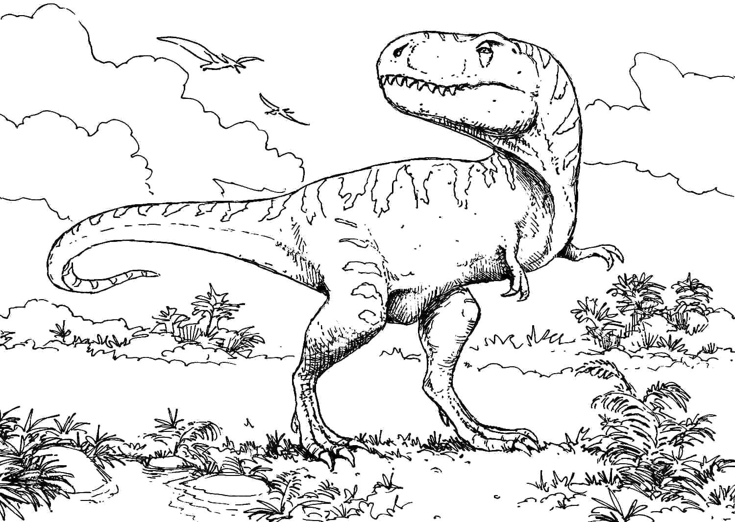 Раскраска динозавра (тираннозавр)