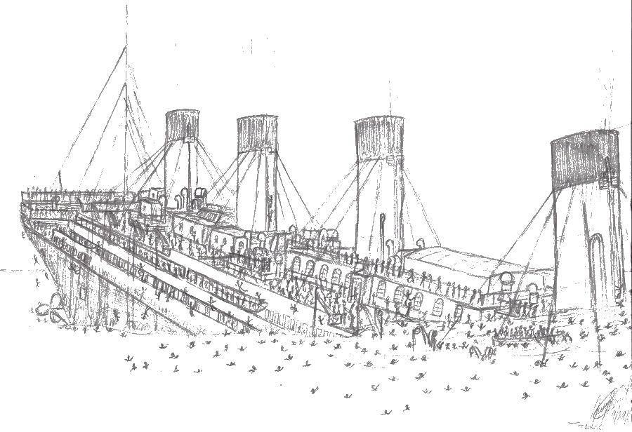 Раскраски Титаник, корабль - бесплатные страницы для раскрашивания онлайн и распечатки (Титаник, корабль)