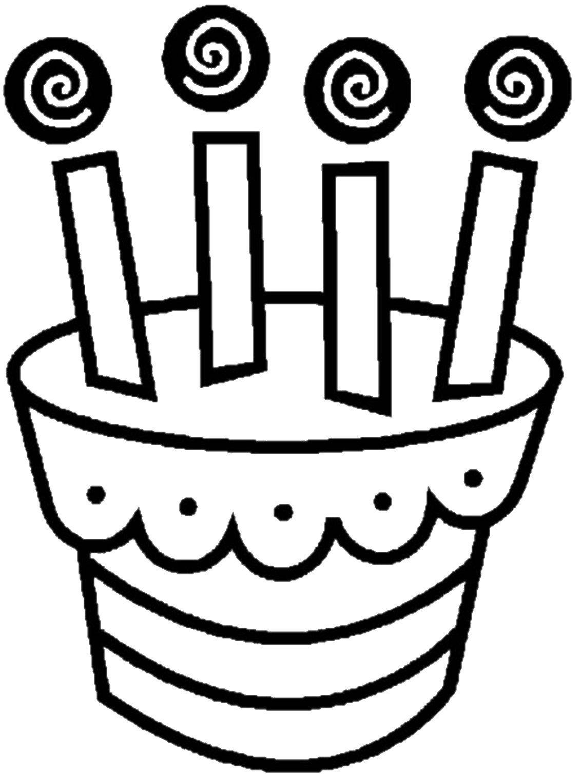 Раскраски тортов, свечек и других сладостей для детей - скачать бесплатно и раскрасить онлайн (торты, торт, свечки)