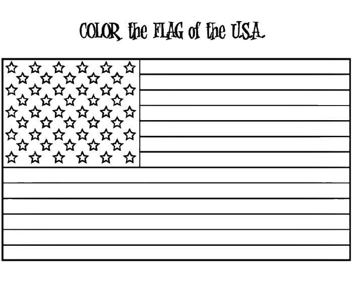 Раскраска флага США с звездами для детей (США, звезды)