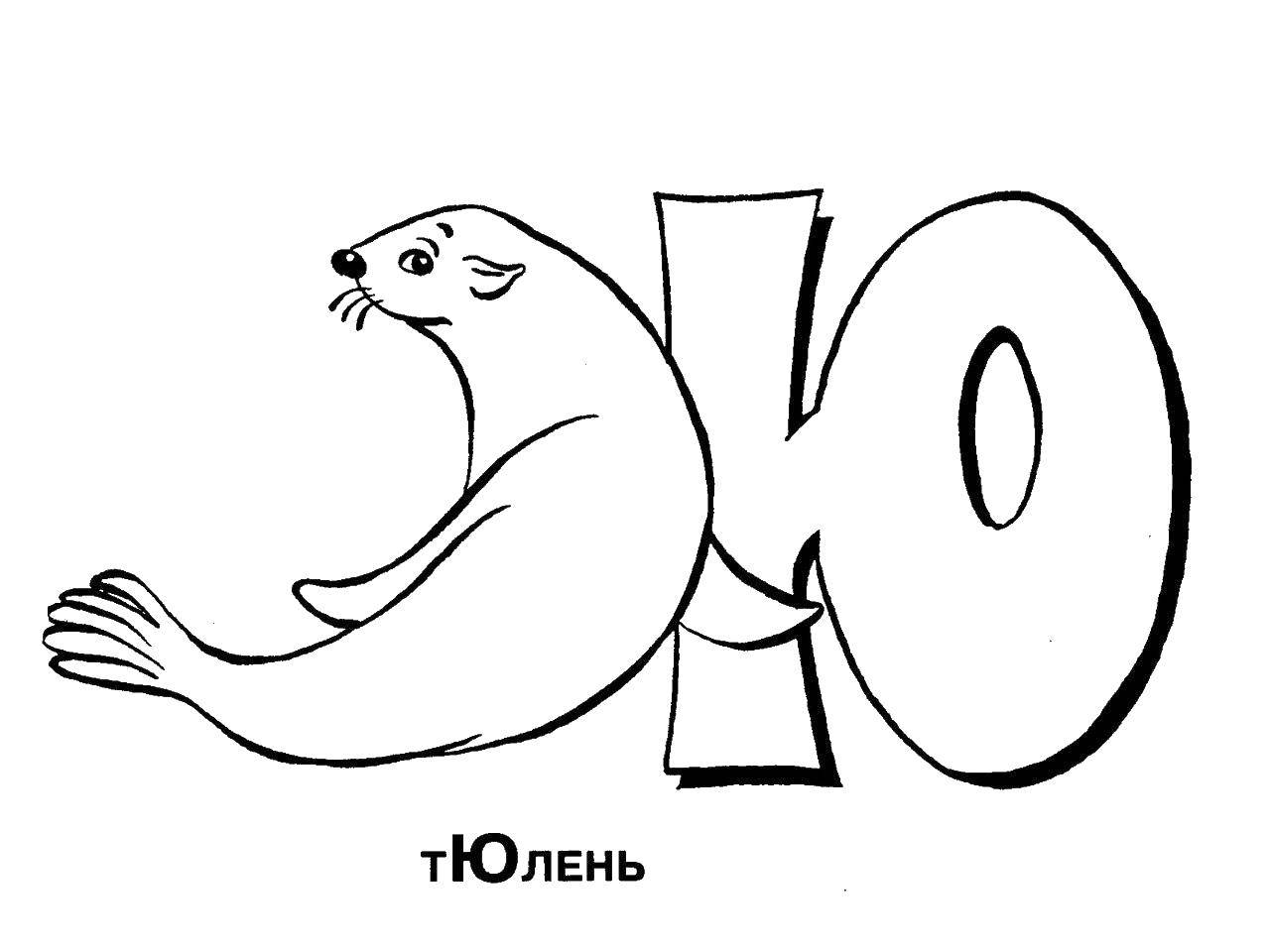 Раскраска буквы Ю для детей (буквы, Ю)