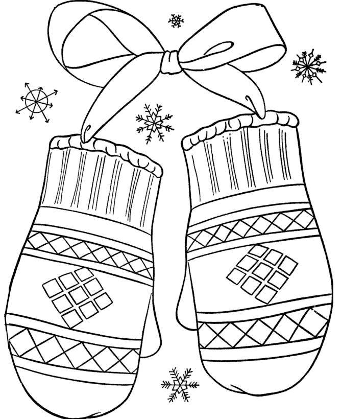 Раскраска с одеждой и геометрическими узорами (варежки, узоры)