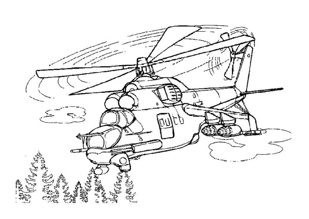 Раскраски вертолета над лесом для мальчиков бесплатно (вертолет)
