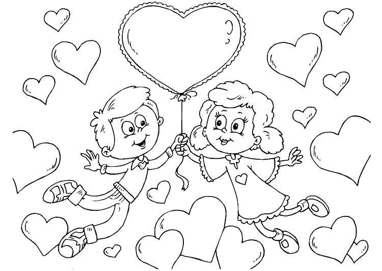 Раскраска сердца на День Святого Валентина (любовь, сердце)