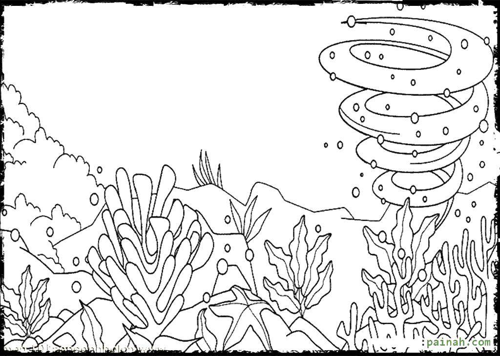 Раскраска море с водоворотом для детей (море, водоворот, распечатки)