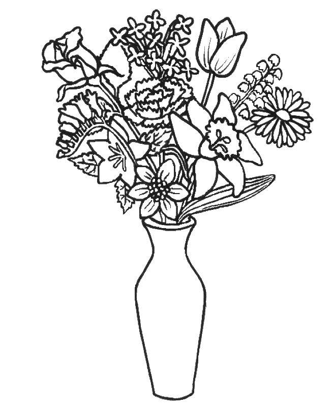 Раскраска Ваза ваза, цветы, букет для детей (цветы)
