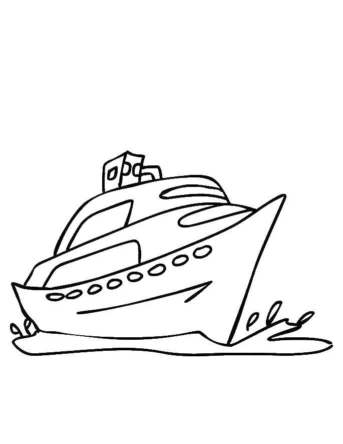 Раскраска катера Яхты на воде с волнами (катер, Яхта, волны)