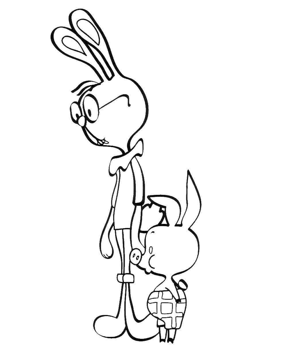 Раскраски заяц и кролик из советских мультфильмов - бесплатные раскраски для детей (заяц, кролик, советские)