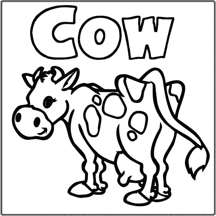 Раскраска домашней коровы для малышей (корова)