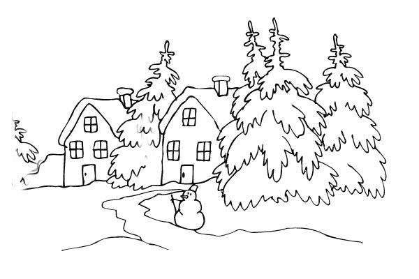 Раскраски зимних пейзажей для детей. Бесплатно! (развитие)