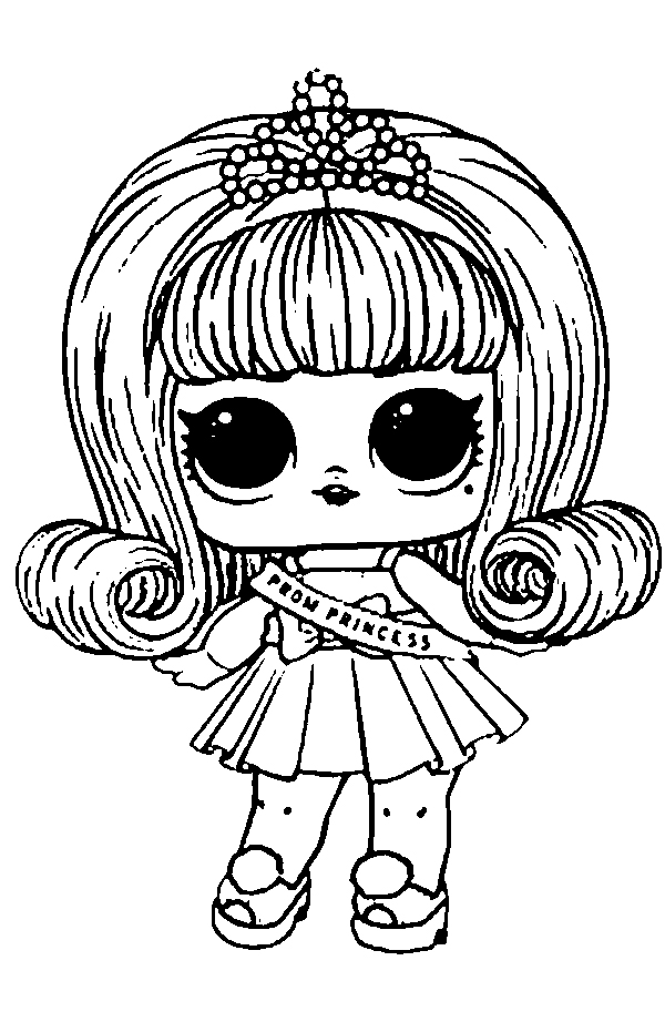 Раскраски для девочки с куклой лол Prom Princess и другие бесплатные раскраски лол (девочки, куклы, лол)