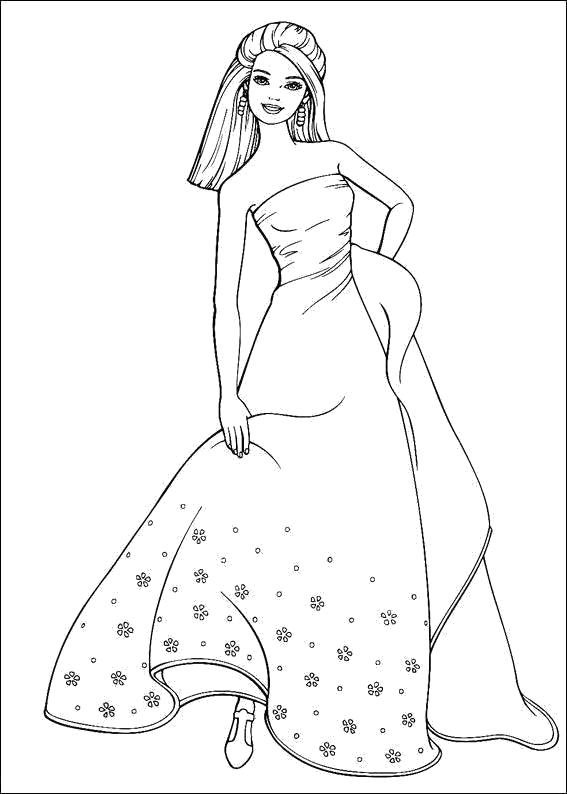 Раскраска девочки в платье (платье)