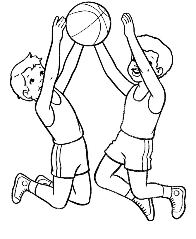 Раскраска игры в баскетбол с баскетбольным мячом для детей (баскетбол)