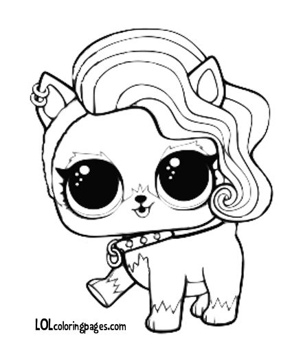 Раскраска лол Ruff Rocker - кукла щенок с волнистыми волосами, сережками и ошейником (лол, кукла, щенок, сережки, ошейник)